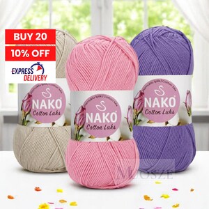 Nako Cotton Luks, Soft Cotton & Premium Acrylic Yarn, Hand Knitting Crochet Yarn, Amigurumi Yarn, Baby Yarn, Sweater Yarn, Vest Yarn