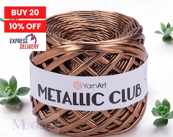 YARNART METALLIC CLUB - Metallic T-shirt Yarn, Leather Look Yarn, Bag Yarn, Purse Yarn, Shiny Yarn, Accessories Yarn,Metallic Colored Yarn