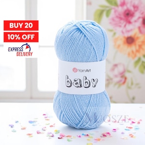 Yarnart Baby, Soft Knitting Yarn, 100% Acrylic Baby Yarn, Crochet Thread, Seasonal Classic Yarn, Sport Yarn, Blanket Yarn, Accessory Yarn,