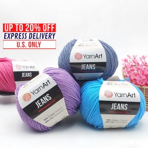 YarnArt Jeans Amigurumi Yarn | Soft Cotton Blend Sport DK 50g for Toys & Dolls