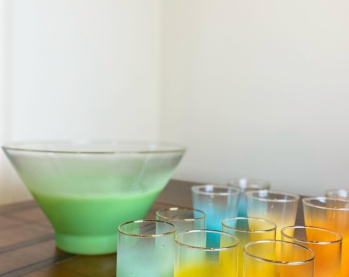 Blendo Multicolored Punch Bowl and Cups - Etsy