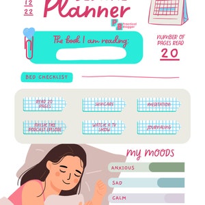 Printable Bedtime Planner Template PDF | US Letter Size | Digital Download