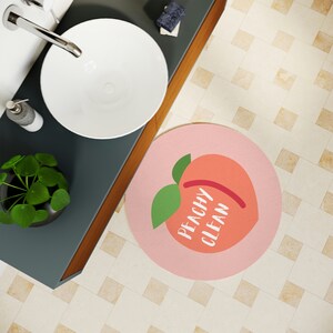 Peach Bathroom Mat - Cute Cartoon Bath Rug, Non-Slip Plush Coral Pink Mat For Kids Bathroom Decor - View #5