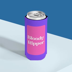 Bloody Ripper Slim Can Cooler, Setlzer Holder, Drink Cooler, Beverage Holder, Stubby Holder, Summer Drinks, Outdoor Drinking