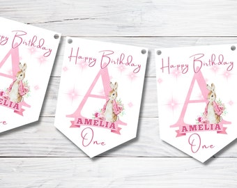 Bandierine di compleanno, striscioni personalizzati per il primo compleanno delle ragazze, decorazioni per feste, qualsiasi nome ed età