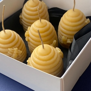 Gift Boxed Beeswax Beehive Candles 100% Pure Filtered Wax Set of 5