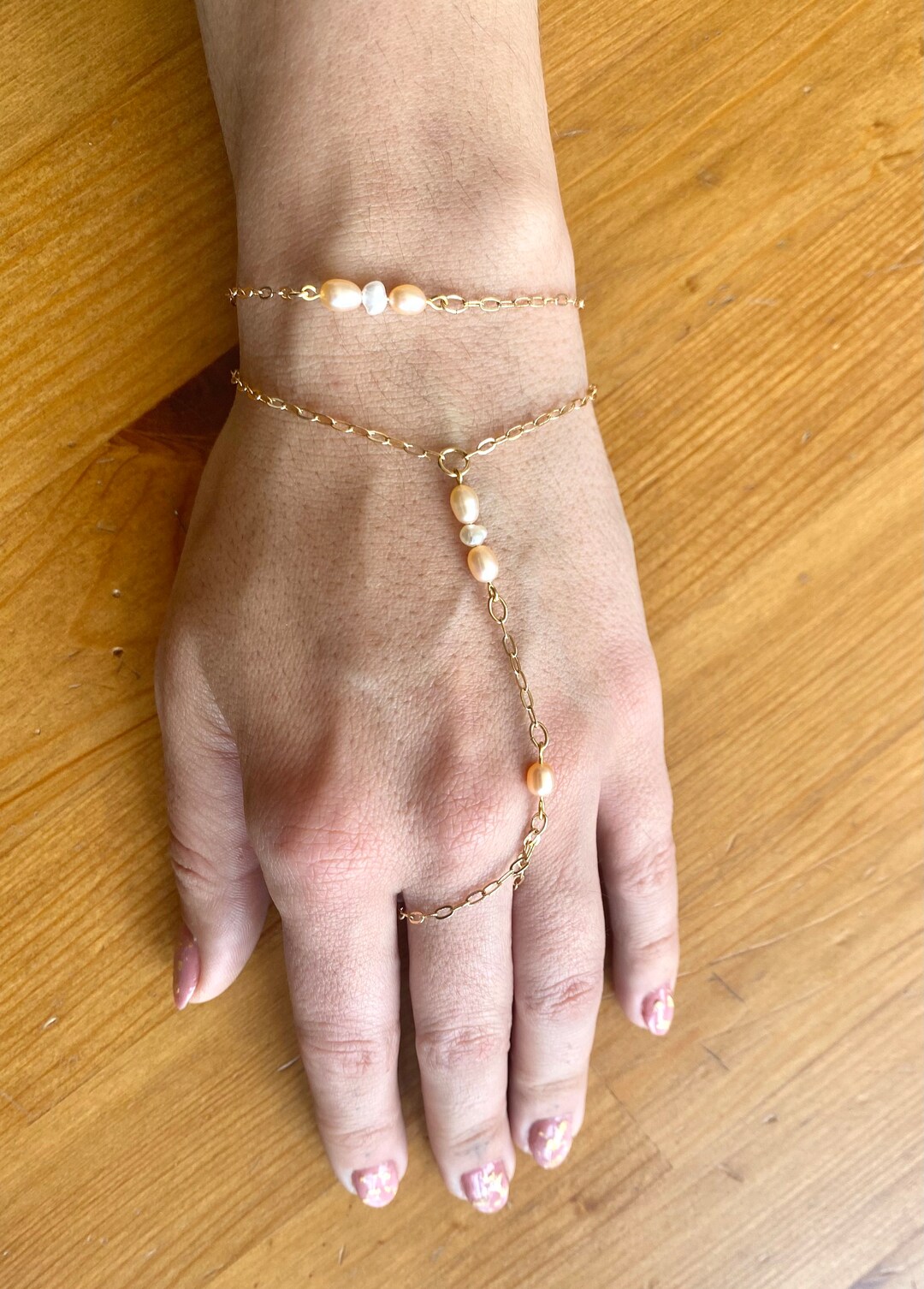 Delicate Hand Chain Bracelet and Ring “hand Candy” // 14k Gold Filled ...