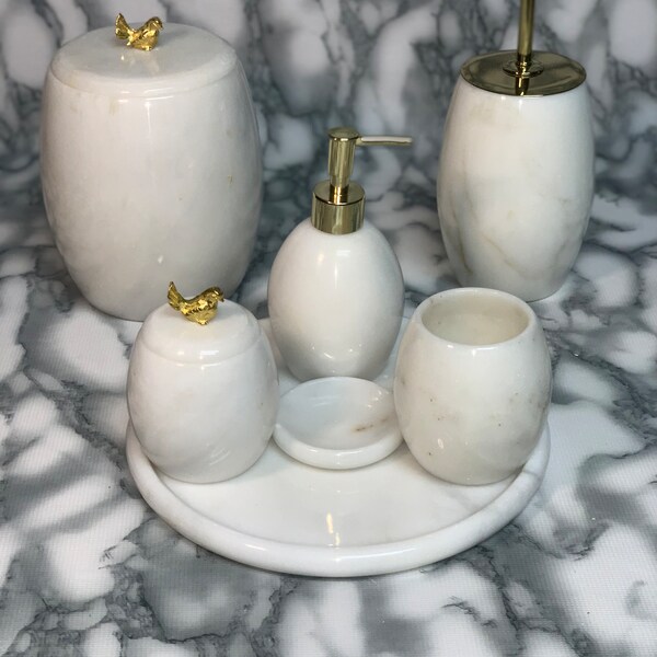 Marble Bathroom Set - Etsy