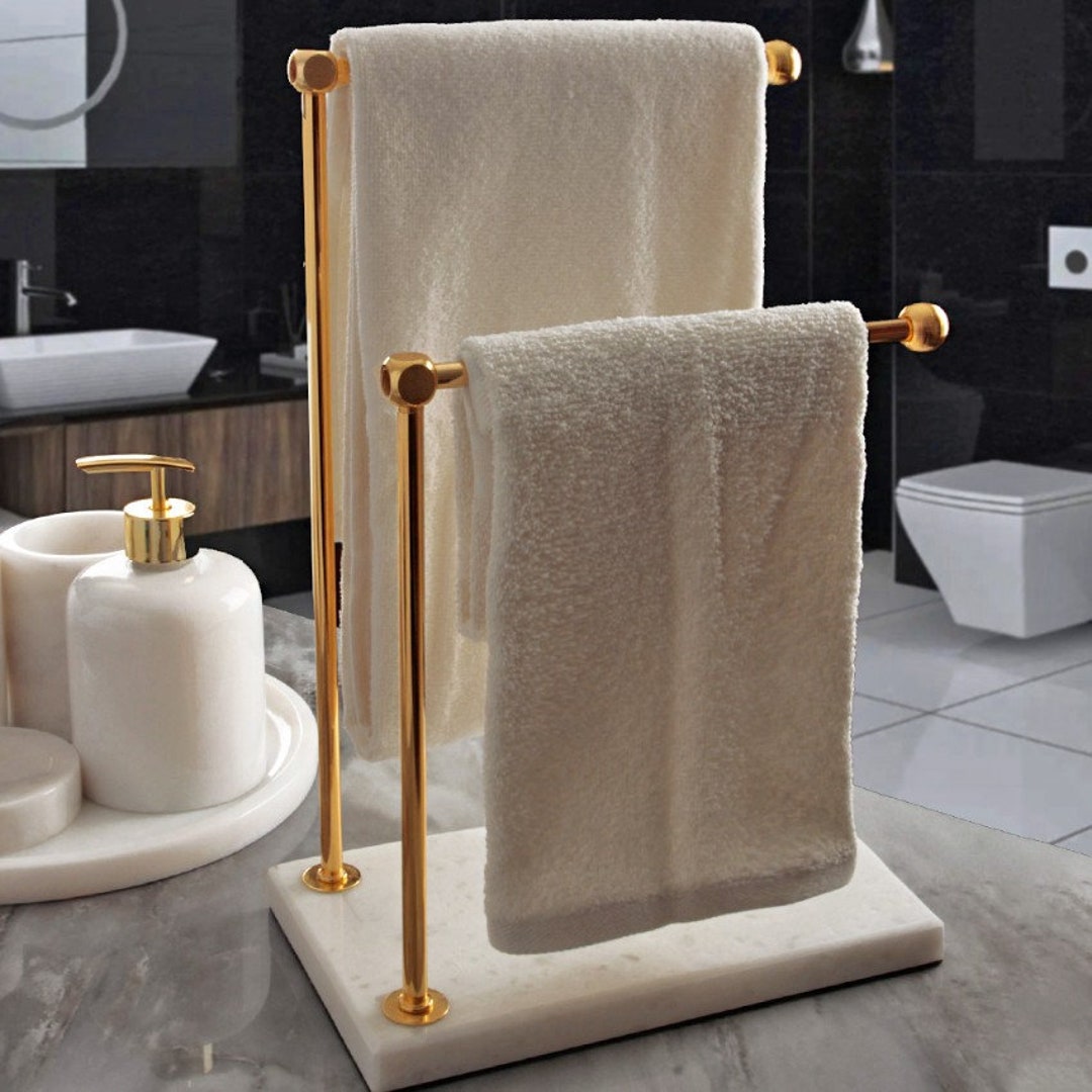 Marble 2 Li Towel Stand Freestanding Towel Rack Bathroom Decor Etsy