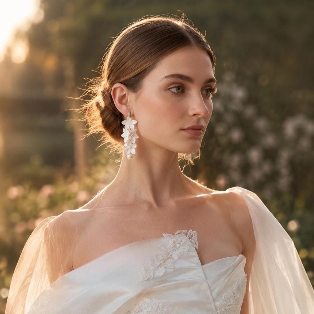 White Flower Drop Earrings