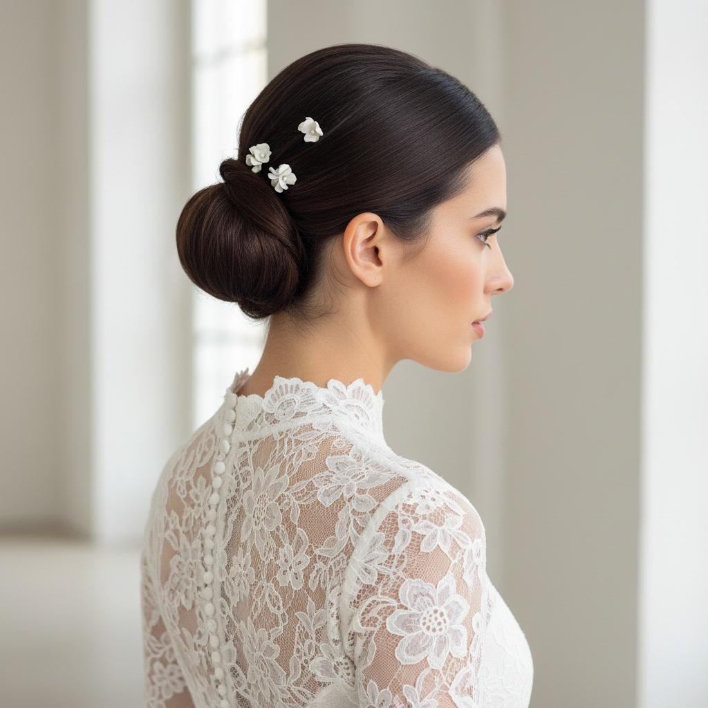 White Porcelain Floral Hair Pins, Handmade Bridal Updo Hair Accessories