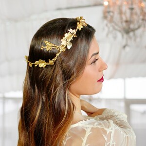 BOHEMIAN HEAD PIECE, Bohemian Gold Platte Women Wedding Crown, Bridesmaids Handmade Headband, Bridal Wedding Gift image 10