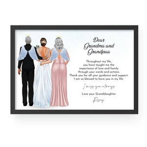 Personalized Grandparents of the Bride Portrait, Wedding Memorial Gift, Passed Away Grandparents, Remembrance Wedding Sign. Wedding Gift