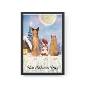 Personalized Christmas Dog Portrait. Custom Pet Portrait, Dog Family Portrait, Gifts for Dog, Fur Family Print, Gift Ideas, Christmas Gift