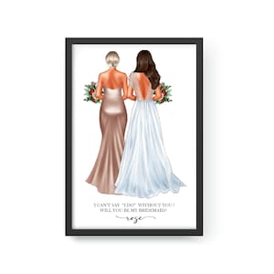 Personalisierter Brautjungfer Vorschlag, Benutzerdefinierte Trauzeugin Karte, Hochzeitsgeschenke, Geschenk für Schwester, Willst du meine Brautjungfer sein, Geschenkideen, Wandkunst