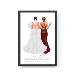 Benutzerdefinierte Brautjungfer Geschenk, Trauzeugin Geschenk, Geschenk für die Braut, Hochzeitsgeschenke, Bestfriend Print, Bestfriend Geschenk, Geschenk für sie, Geschenkideen