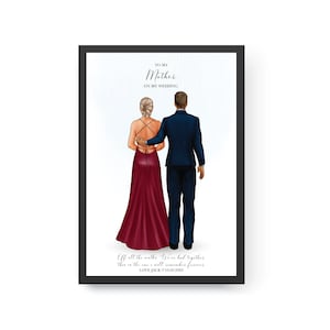 Gepersonaliseerd cadeau voor de moeder van de bruidegom, cadeau voor moeder, moeder en zoon bruiloft print, gepersonaliseerd cadeau, aangepaste bruiloft portret, huwelijkscadeau