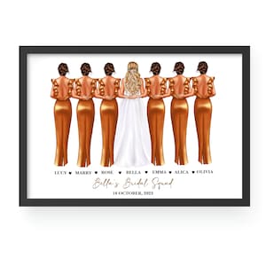 Personalisierte Braut Squad Druck, Brautparty, maßgeschneiderte Hochzeitsgeschenke, Braut Squad Karte, Braut Stamm Geschenk, Trauzeugin Geschenk, Geschenkideen