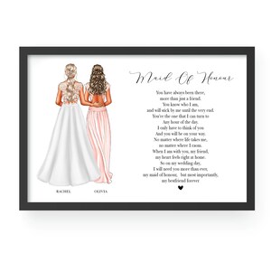 Impresión personalizada de dama de honor, personalizar regalo de dama de honor, regalo de boda, regalo de dama de honor, regalo de bodas de mejor amigo, impresión BFF