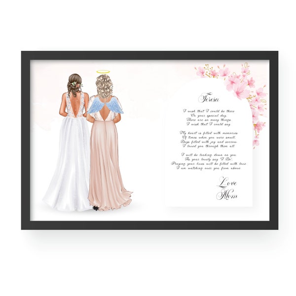 In Memory of the Mother of the Bride Gift, Personalized Memorial Gift, Custom Bride and Mother Print, Remembrance Wedding Gift