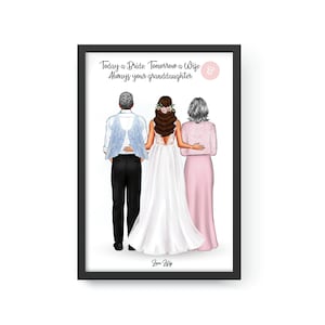 In Memory of Grandfather of the Bride Gift, Personalized Memorial Gift, Custom Bride and Grandparents Print, Remembrance Wedding Gift