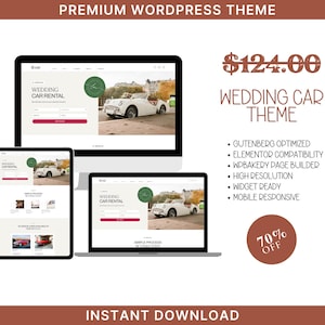 Elegante items: elegante WordPress-sjabloon voor trouwautoservices