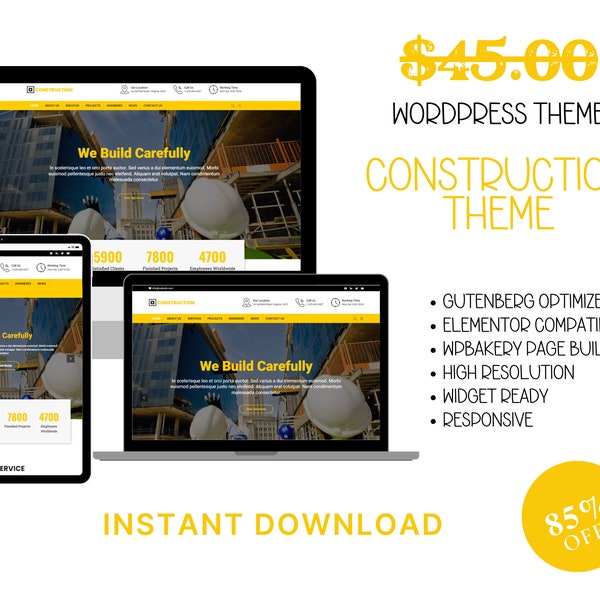 Construction - Premium WordPress / WooCommerce Theme - 100% Original File - Easy to Use - GPL Licence (Avas)