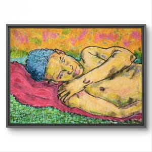 Ragazzo della siesta estiva pastelli a olio impressionista espressionista piccolo formato moderno contemporaneo arte figurativa gauguin casa arte elegante san valentino