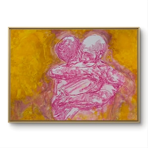 Disegno originale - Amore non detto - dipinto a olio arte bacio abbraccio disegno fatto a mano gay pride coppia amore bacio espressionismo romantico san valentino