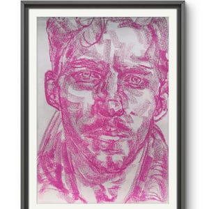 Formato A3Ritratto Lorenzo Viotti grande direttore musicale disegno fatto a mano bel dipinto moderno viola viola pastelli d'amore natalizio gay