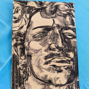 Il volto di Edu - originale formato A4 marrone pastello a olio maschio uomo giovane disegno bello gay arte fatto a mano spagnolo ritratto maschile cubismo san valentino