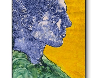 Original Draw - Summer melancholy art painting gouache oil pastel drawing portrait chic handmade wall exclusive gallery gay love valentines
