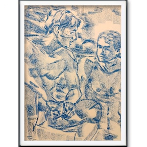 Friends Light Blue Original Draw handmade art modern ralph vintage queer gay pride minimalist drawing frat teen elegant lauren valentines