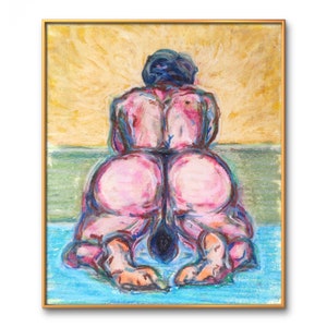 Maschio culo sospensorio fondo freddo carta formato A3 più pastelli ad olio colore gay arte elegante disegno gaylove gayart giovane adolescente arcobaleno Natale