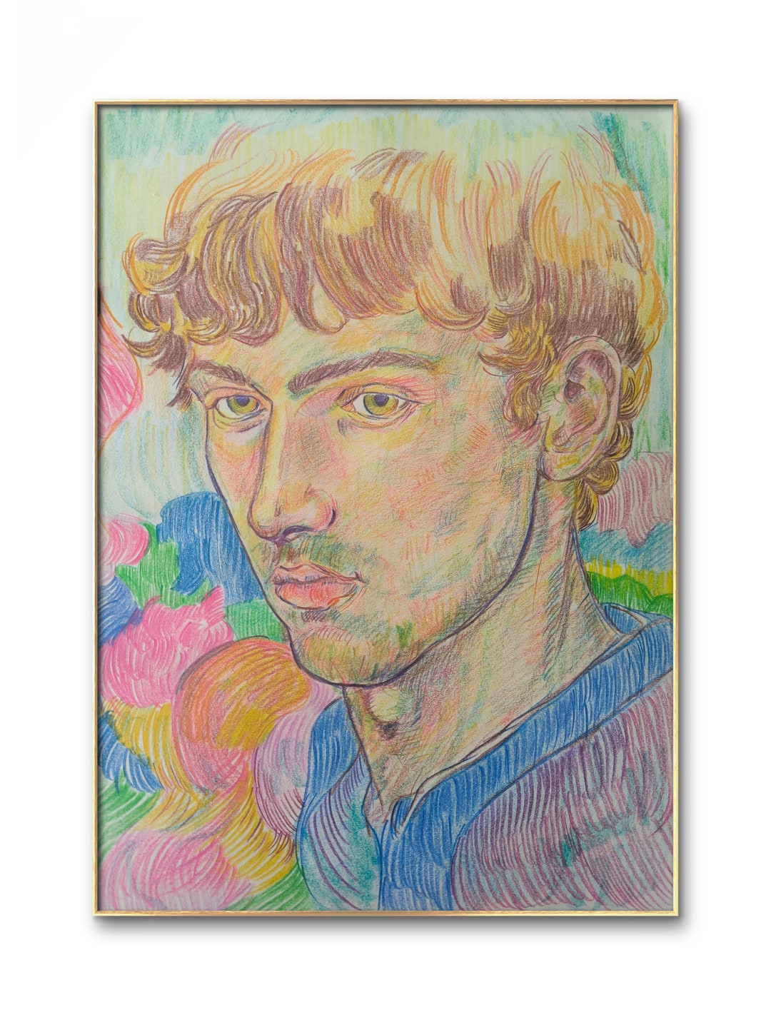 Authentic Drawing Original Draw - Young Boy Portrait Drawing Handmade Wall Art Paper ...