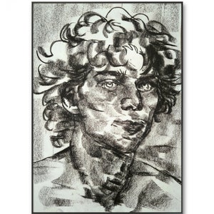 Disegno originale - Giorgio viso ritratto carta formato A3 marrone pastello ad olio elegante disegno amore uomini bel ragazzo disegno barcellona arte gay pride