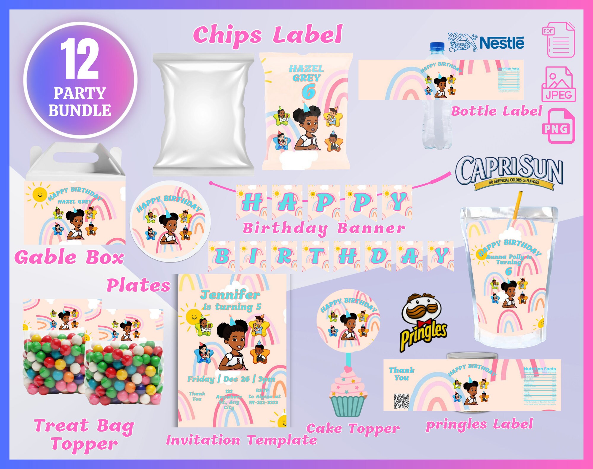 Gracie's Party Birthday Corner Party Decoration Printable Etsy