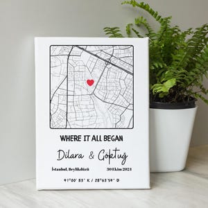 Cadeau fête des pères, carte d'amour personnalisée, affiche où tout a commencé, souvenir de date de premier rendez-vous personnalisé, cadeau de Saint-Valentin, cadeau de mariage