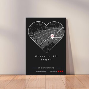 Vatertagsgeschenk, wo alles begann kundenspezifische Karte Kunst, personalisiertes Paar Wohnkultur, Jubiläumsgeschenk, Hochzeitsgeschenk, Romantische Wanddekoration