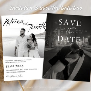 Wedding Invitation Template Wedding Bundle Digital Invite Minimalist Design Black and White Invitations Save The Date Invitation