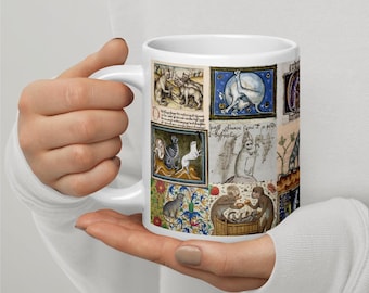 Medieval Marginalia Cat Mug: Hilarious Feline Fun!