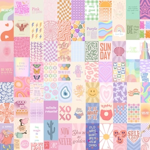 Kit collage da parete estetica pastello danese, decorazione da camera pastello danese, arte murale rosa, stampa artistica digitale pastello, arte decorativa da parete pastello, 230 pezzi