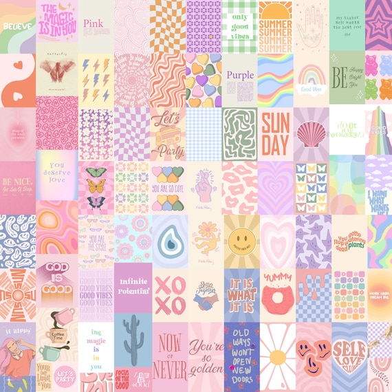 Danish Pastel Aesthetic Collage Kit, Pink Room Decor (Digital Download)