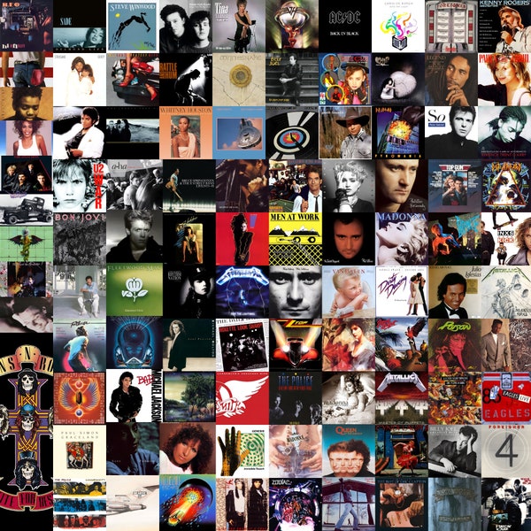 80s Music Posters - 80's album prints 100 High res images - instant download