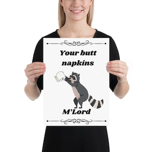 Funny Animal Print | Raccoon with Toilet Paper | Bathroom Humor Poster