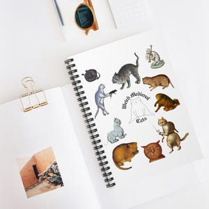 Funny Weird Medieval Cats Spiral Notebook - Ruled Line, Sketchbook, Journal, Diary, School Supplies, Gift