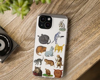 Flexi Cases, Funny Medieval Cats Iphone Case, Custom Cat Lover Phone Cover, Unique Weird Kitty Phone Accessories, Quirky Feline Smartphone