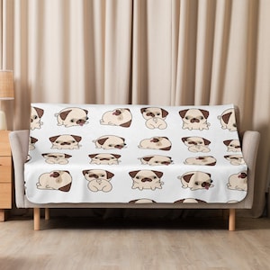 Pug blanket! Super cute Sherpa blanket gift for Pug lovers!