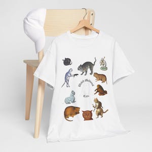 Funny Weird Medieval Cats T-Shirt, Cat Lover Shirt, Unique Kitty Tee, Fun Feline Top, Humorous Fantasy Cat Clothing