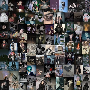 May include: A collage of images featuring dark and edgy aesthetics. The images include people wearing dark clothing, holding lighters, and posing in front of dark backgrounds. There are also images of skulls, hearts, and other symbols associated with the dark aesthetic.